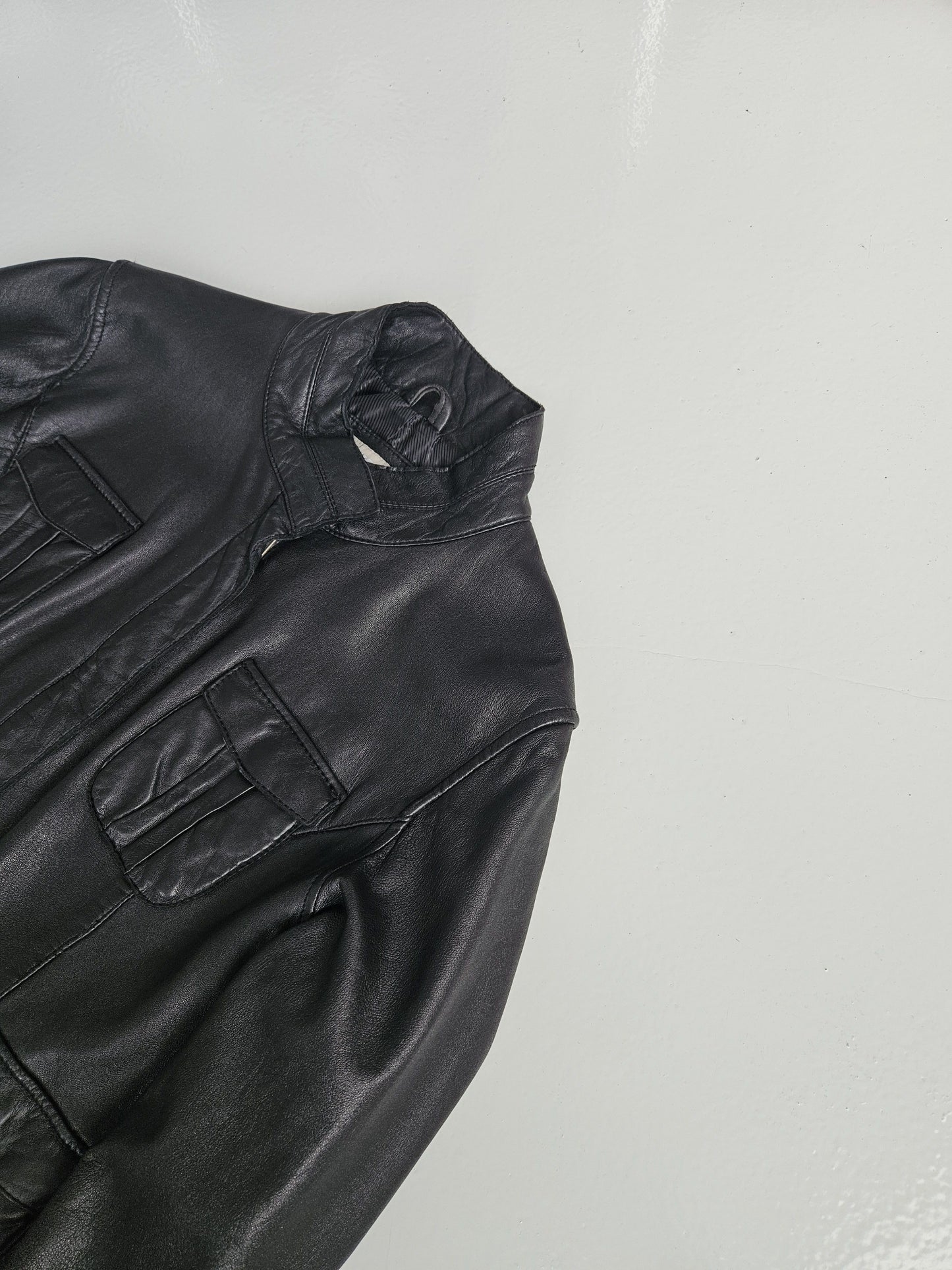 Archive y2k multipocket cropped lambskin leather jacket