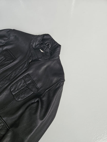 Archive y2k multipocket cropped lambskin leather jacket