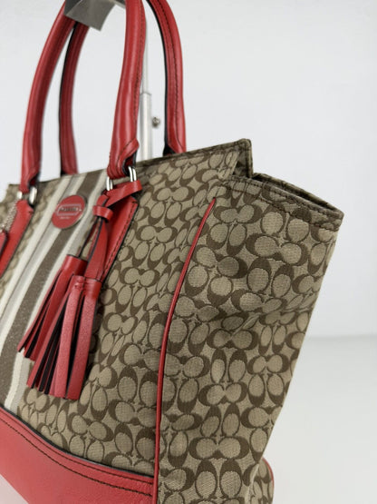 Coach legacy stripe candace carryall tote