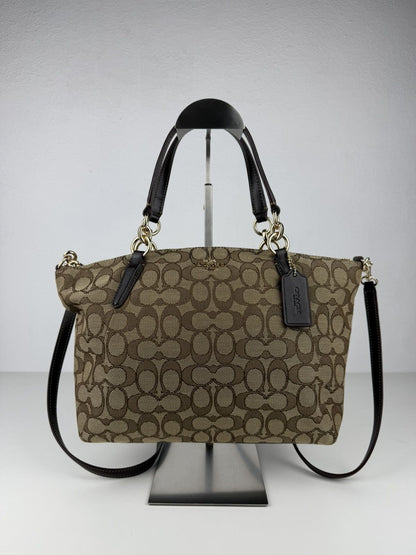 Coach signature jacquard and leather small kelsey satchel
