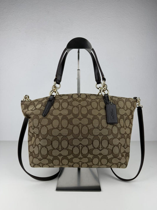 Coach signature jacquard and leather small kelsey satchel