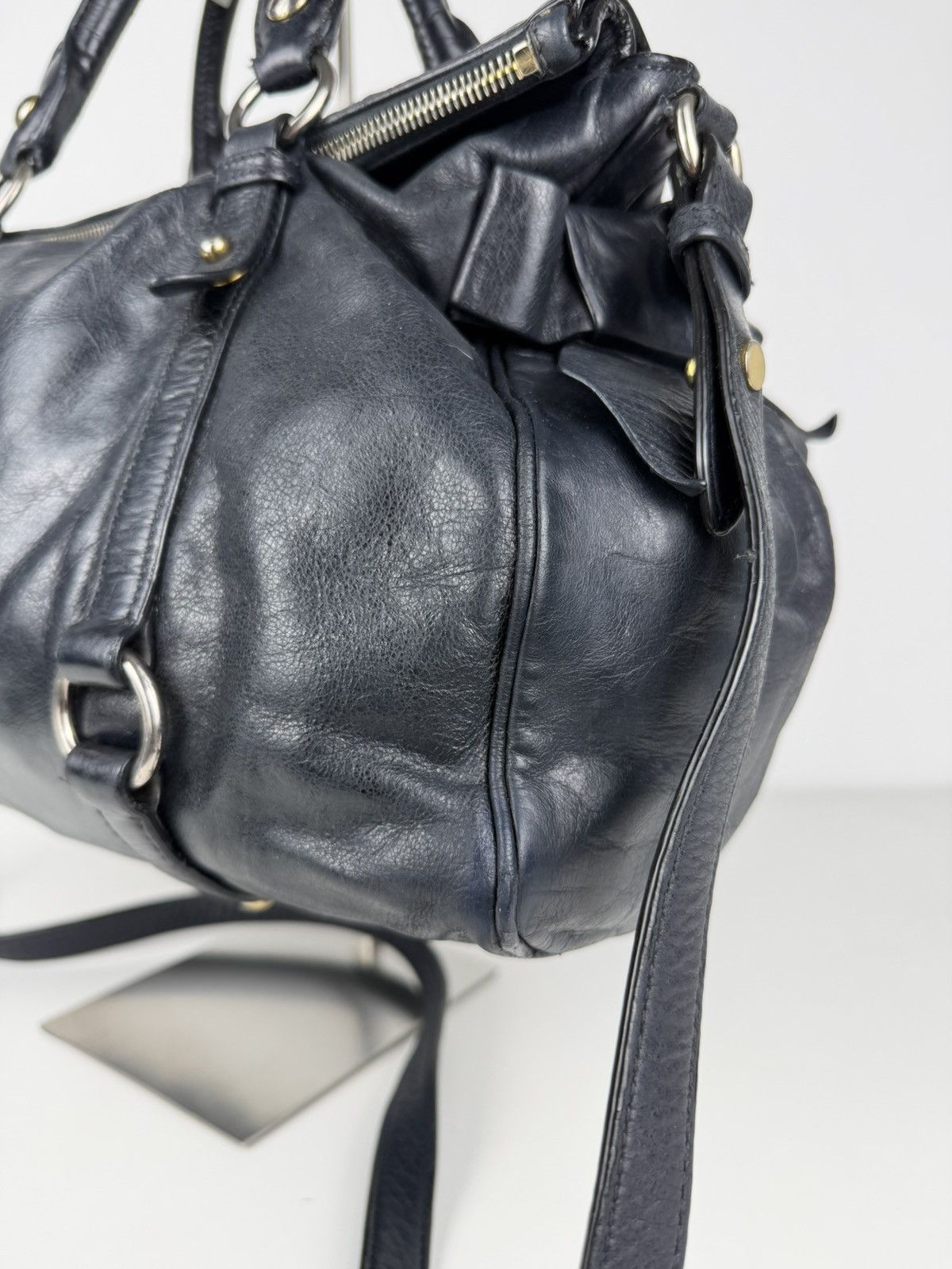 Miu miu vitello bow bag in deep navy