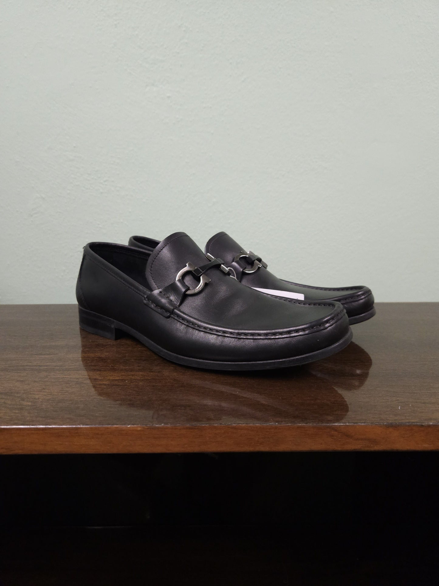 Salvatore Ferragamo gancini black leather loafers