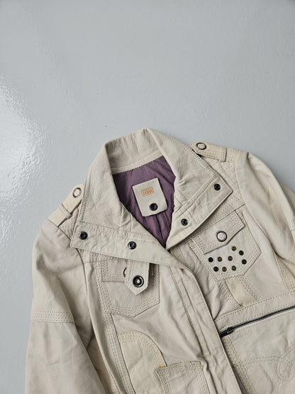 Archive y2k multipocket high collar leather jacket
