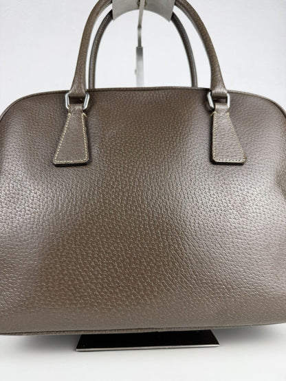 Prada saffiano leather triangle logo mini bowling bag