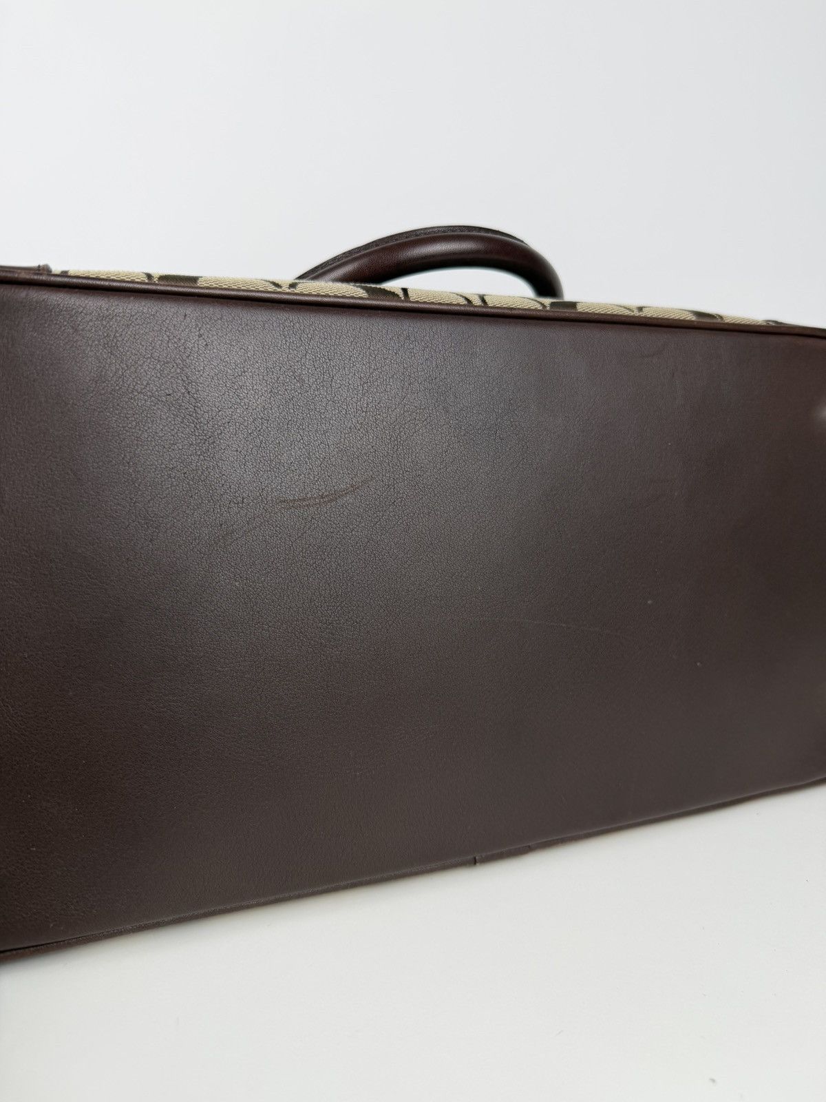 Coach signature leather and canvas tote bag