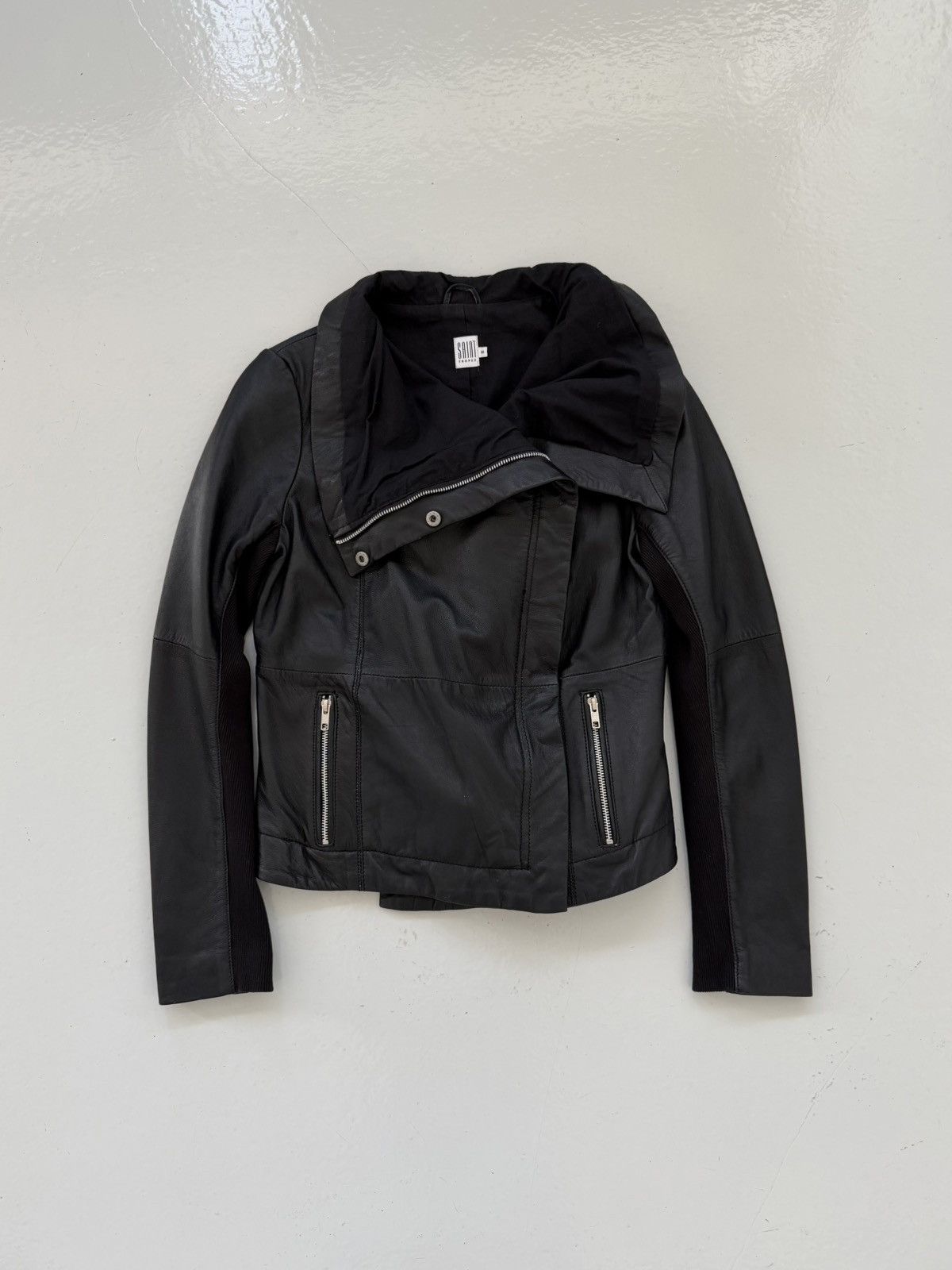 Vintage Saint Tropez asymmetrical leather jacket
