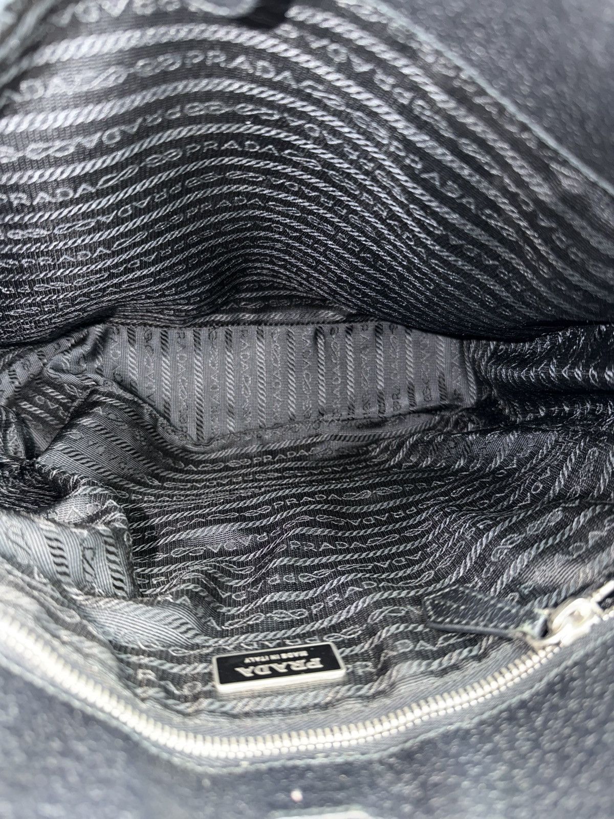 Vintage Prada leather triangle logo tote bag