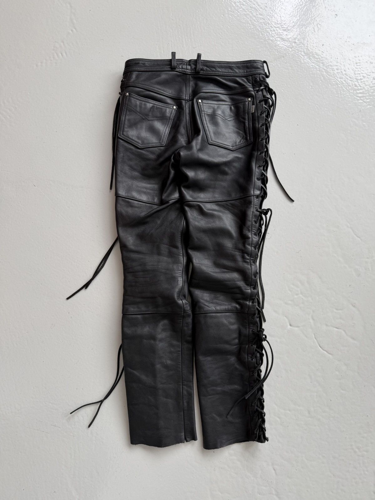 Vintage hein gericke lace up leather biker pants