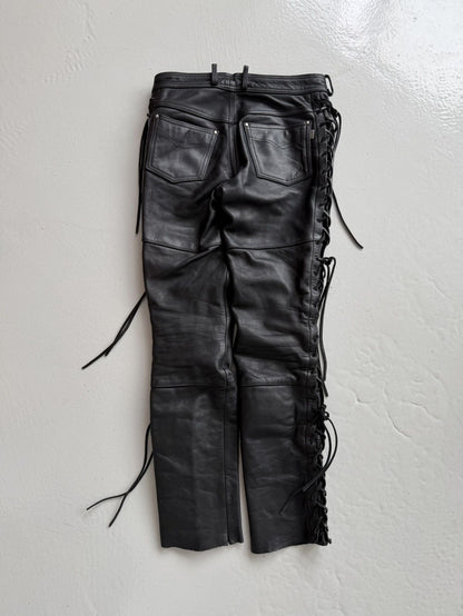 Vintage hein gericke lace up leather biker pants