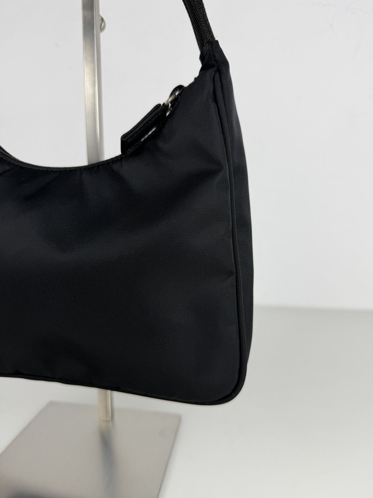 Vintage prada tessuto nylon triangle logo mini hobo bag