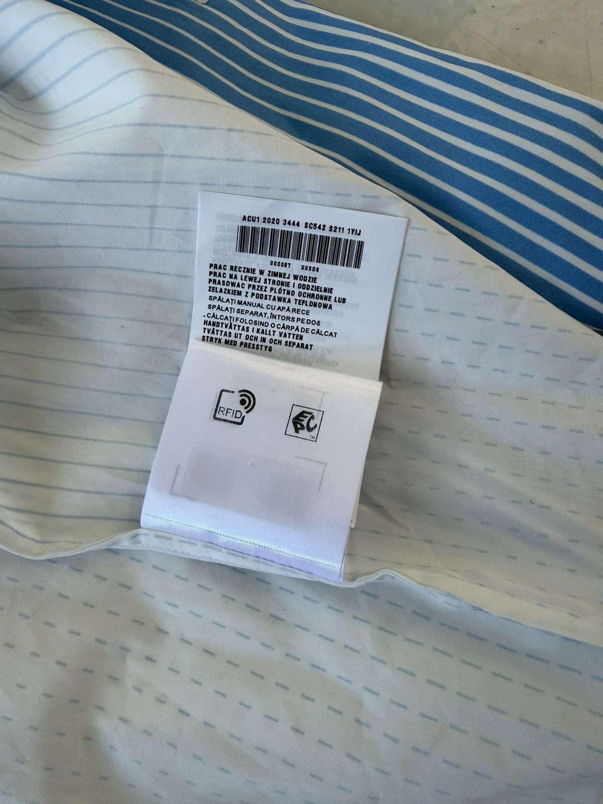 Prada gradient stripe chest logo shirt
