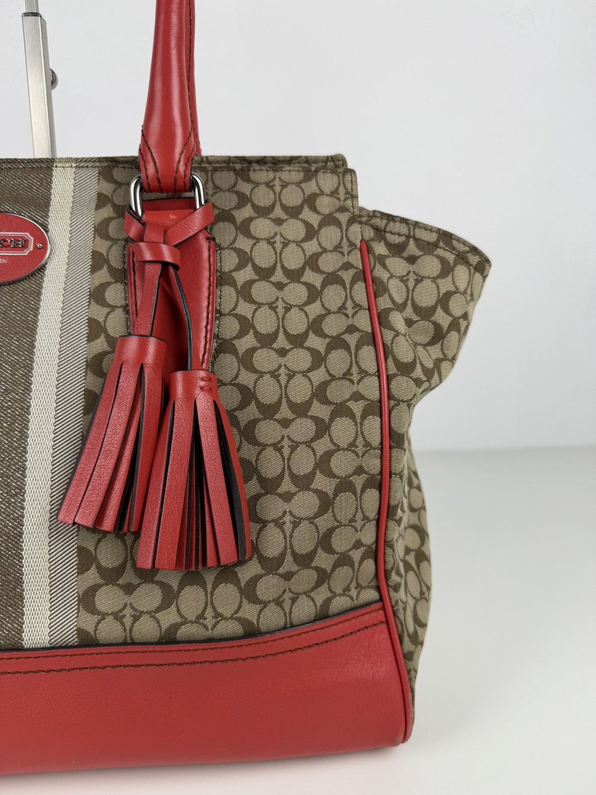 Coach legacy stripe candace carryall tote