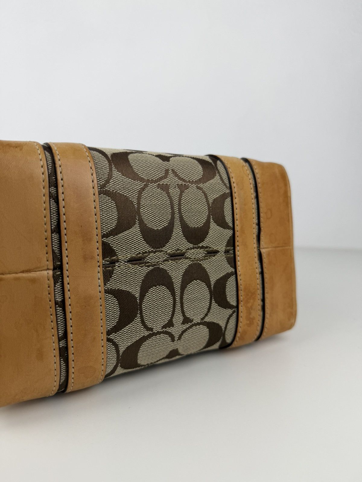 Coach signature canvas and leather mini tote bag