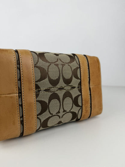 Coach signature canvas and leather mini tote bag