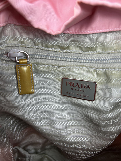 Prada nylon triangle logo pink backpack