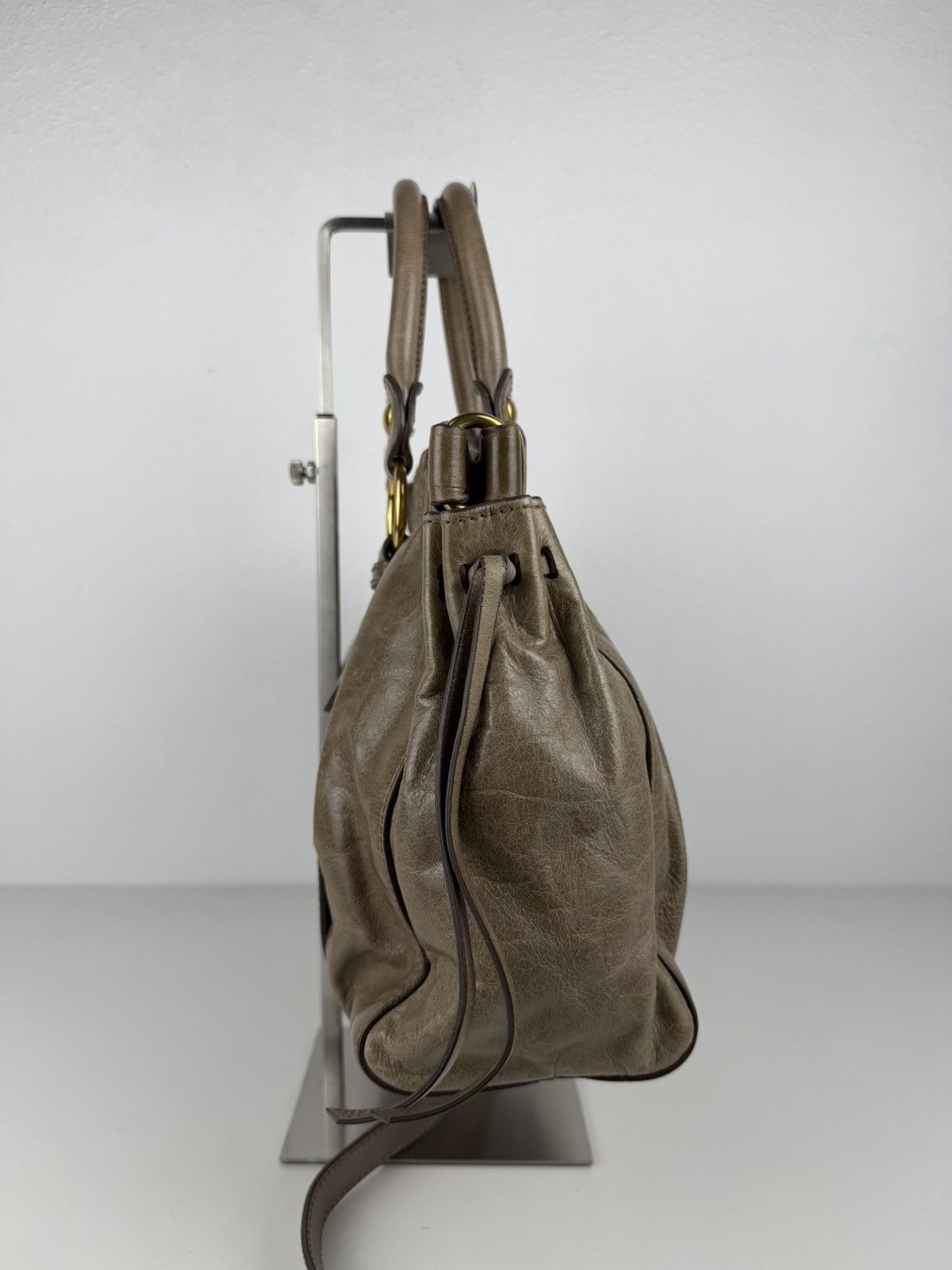 Miu Miu vitello bauletto aperto gathered leather handbag