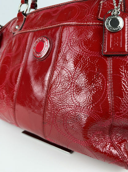 Coach signature patent leather tote bag
