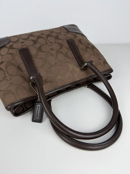 Coach Hamptons leather and canvas signature tote
