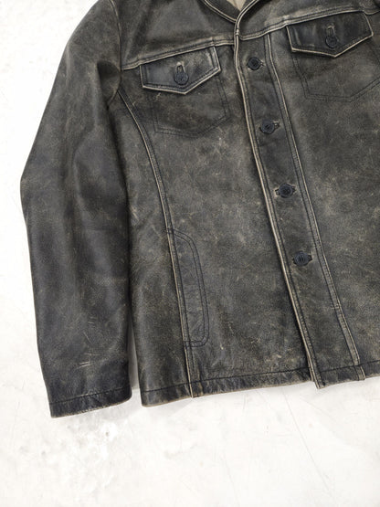 Vintage distressed leather overshirt
