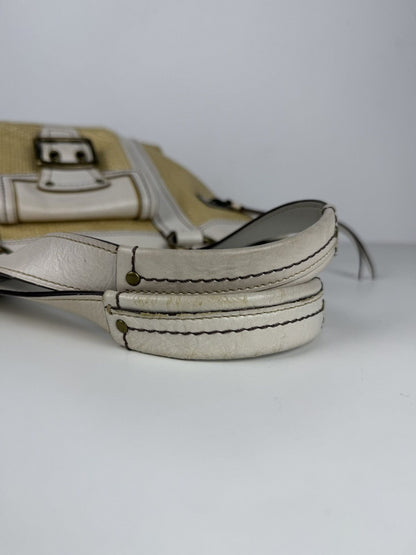 Coach legacy raffia and leather tote bag
