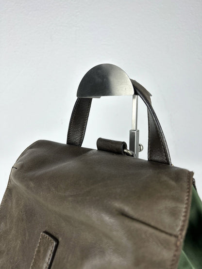 Vintage Prada nylon and leather triangle logo cargo backpack