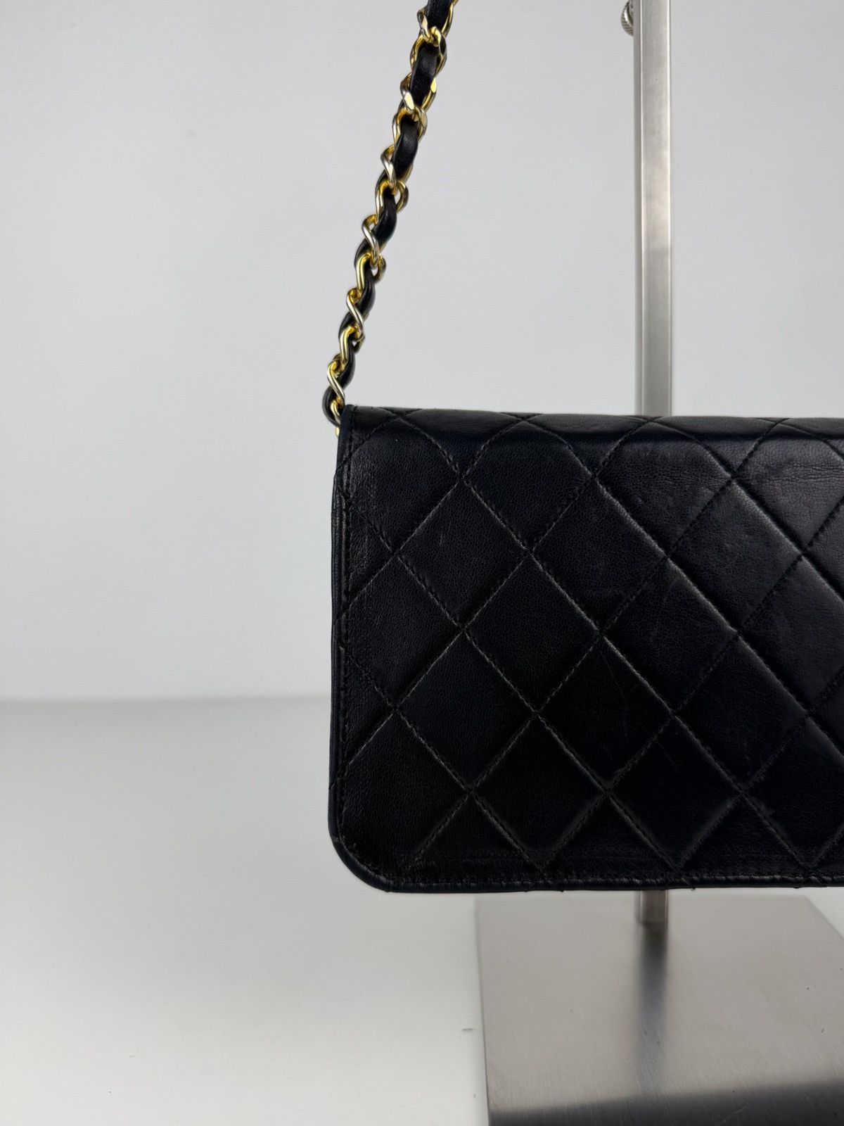Vintage Chanel CC lambskin mini matelasse full flap