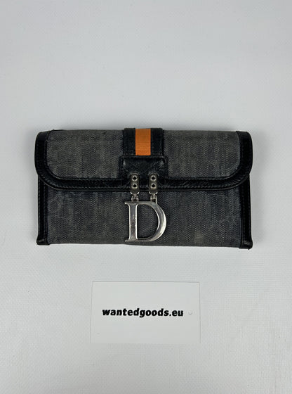 Dior flight monogram canvas and leather long trifold wallet