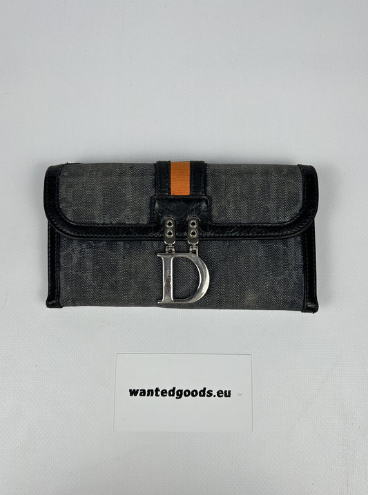 Dior flight monogram canvas and leather long trifold wallet