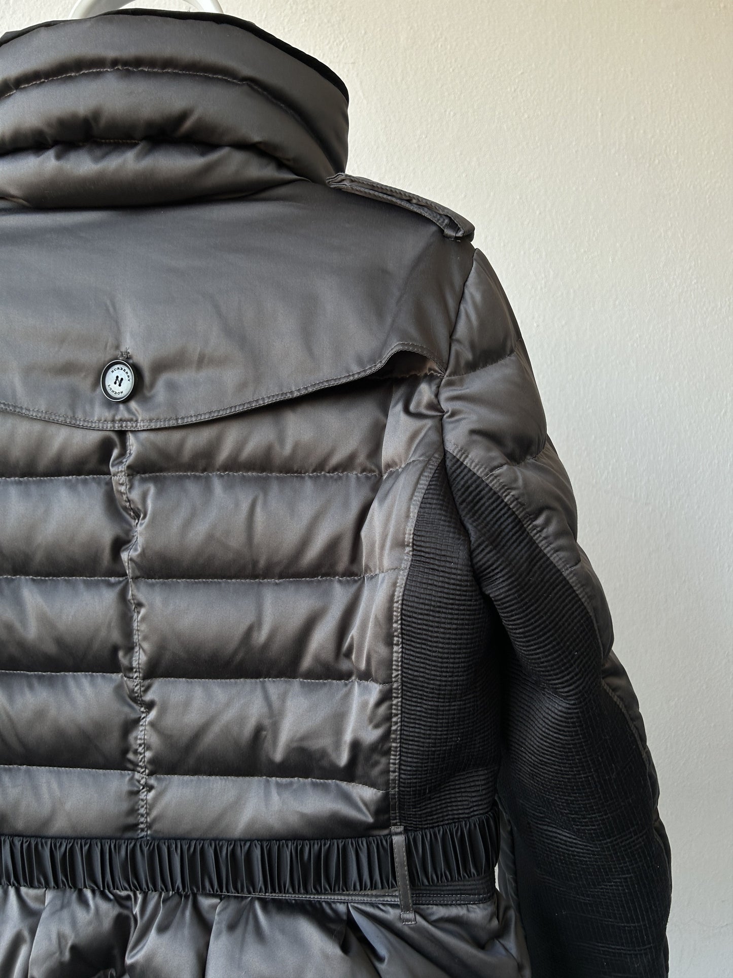 Burberry high collar belted short puffer jacket