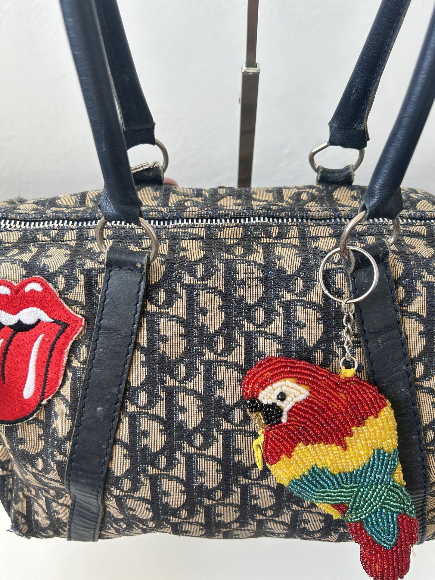 Vintage 80s customised Dior trotter oblique monogram canvas mini bowling bag