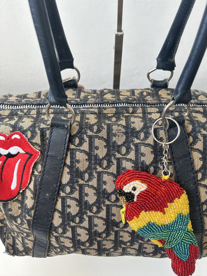 Vintage 80s customised Dior trotter oblique monogram canvas mini bowling bag