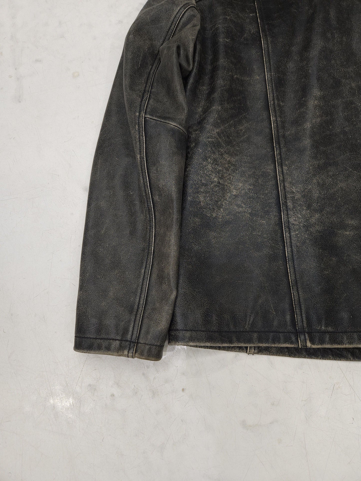 Vintage distressed leather overshirt