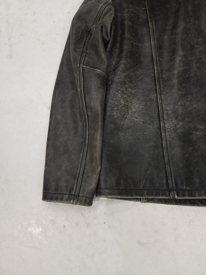 Vintage distressed leather overshirt