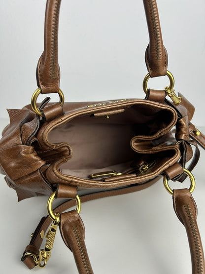 Miu miu mini bow bag in brown