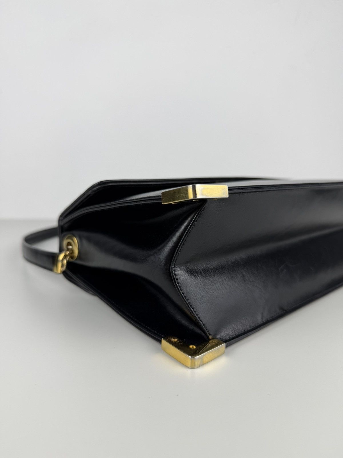 Vintage 70s Dior box calf leather shoulder bag