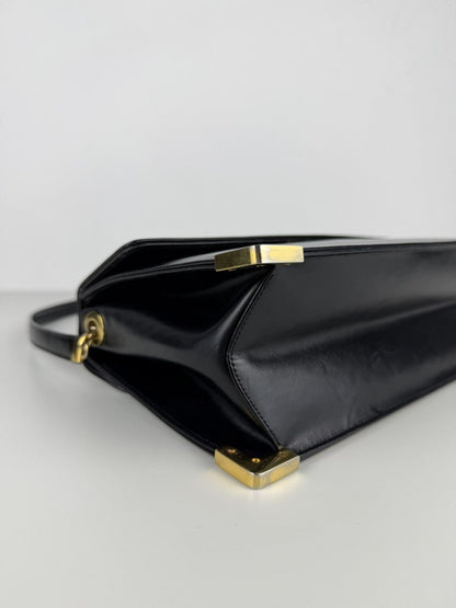 Vintage 70s Dior box calf leather shoulder bag