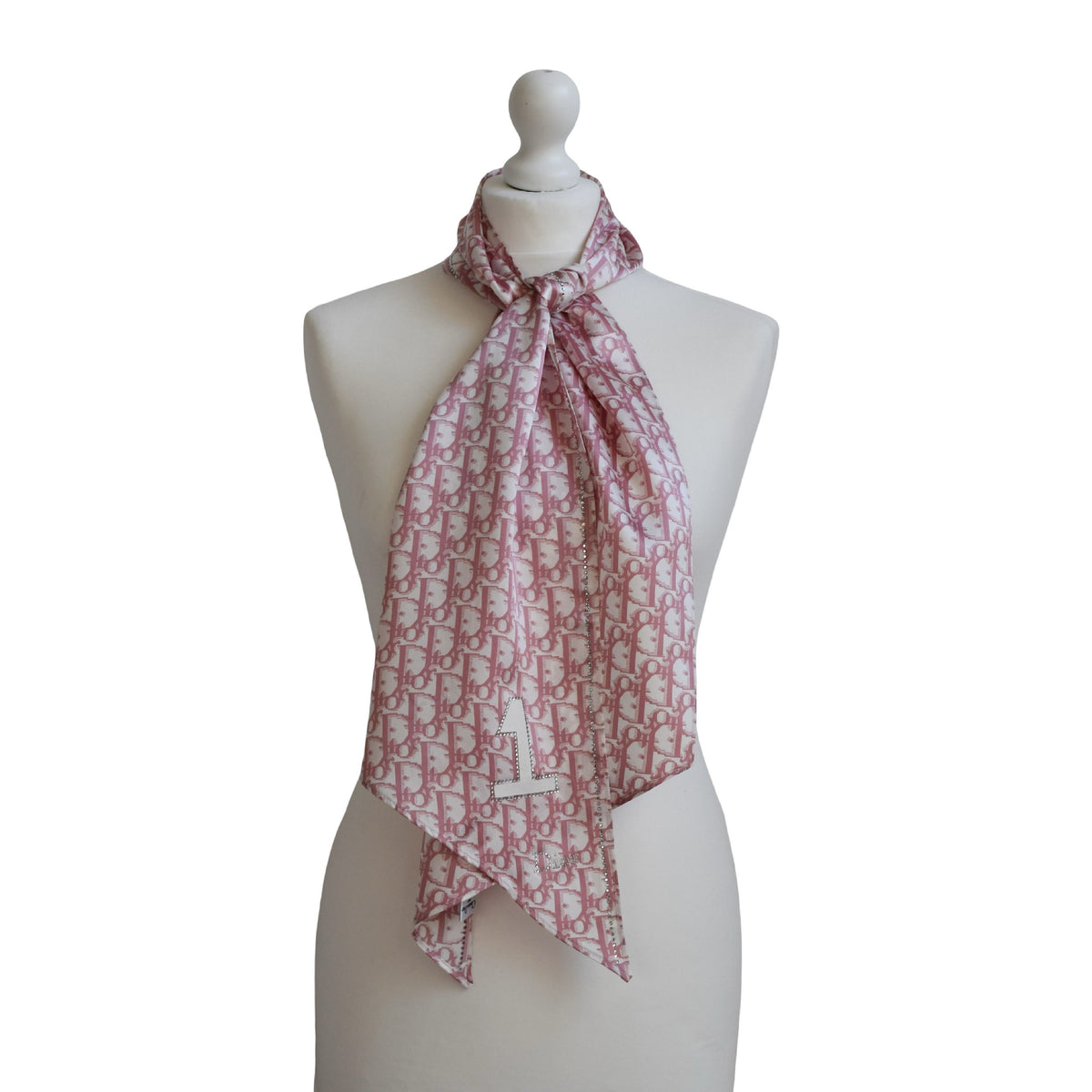 Dior trotter rhinestone embellished silk scarf John Galliano era