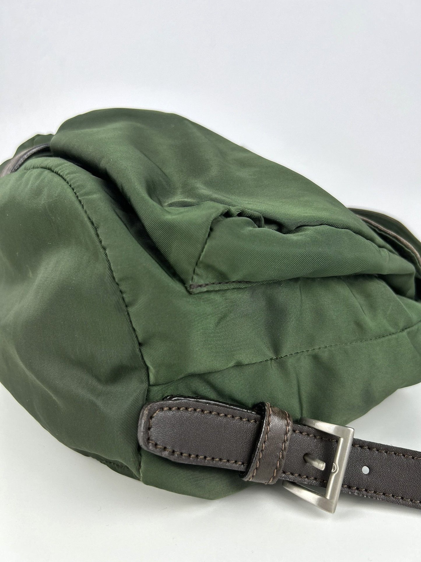 Vintage Prada nylon and leather triangle logo cargo backpack