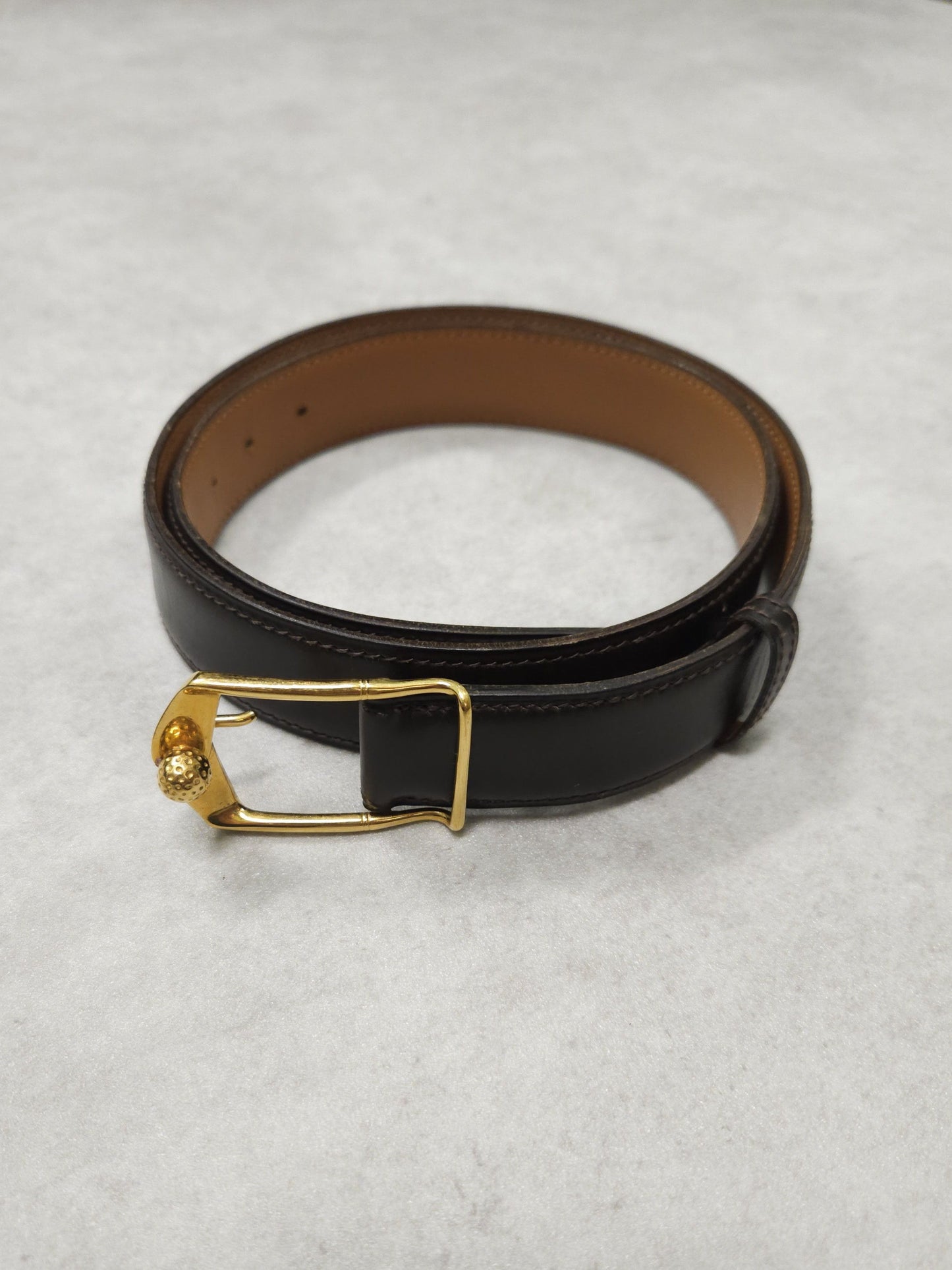Vintage 1978 Hermes dark brown leather belt