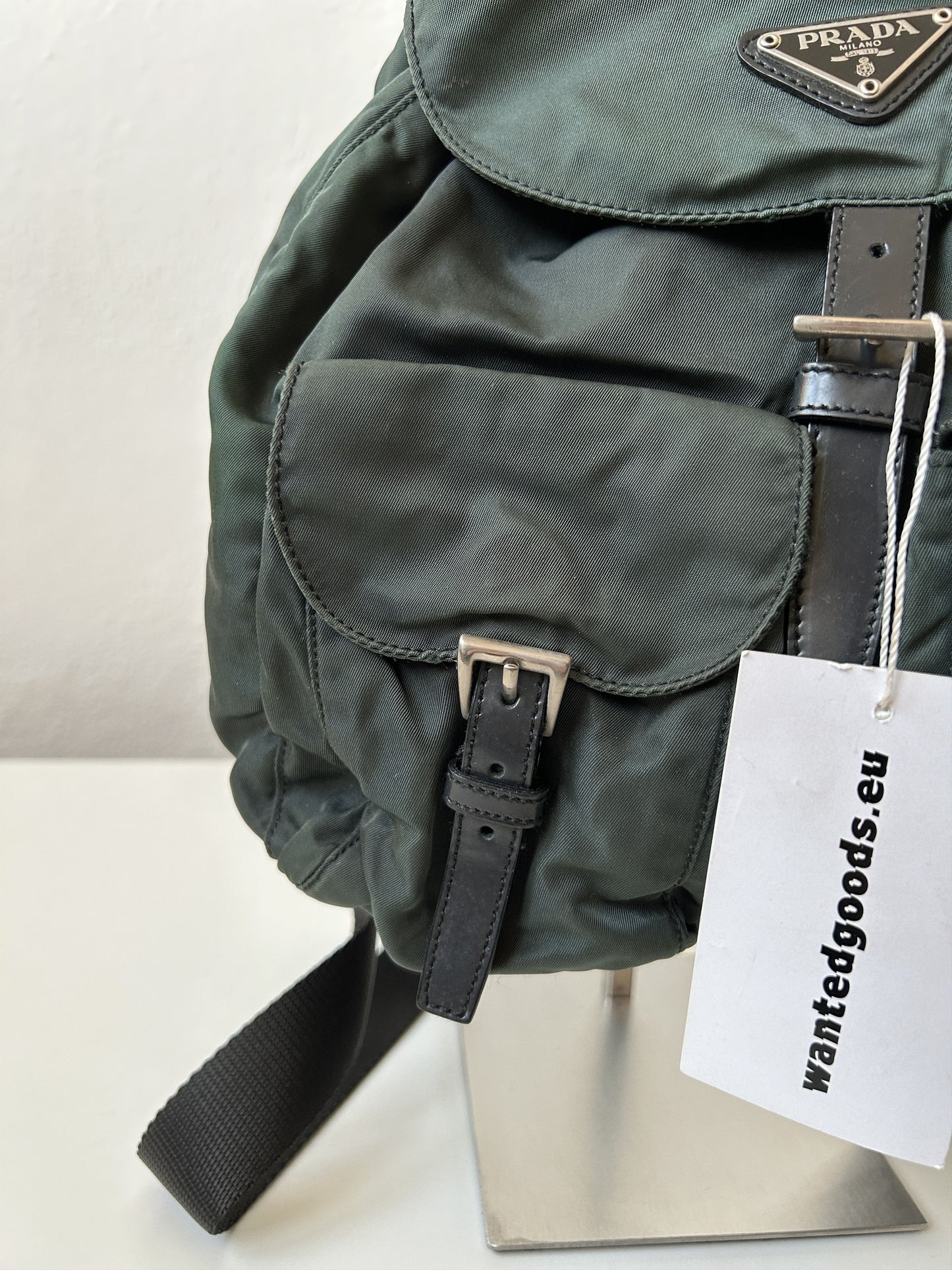 Vintage 90s Prada nylon triangle logo small cargo backpack