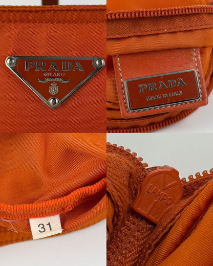Vintage prada nylon triangle logo shoulder/ crossbody bag