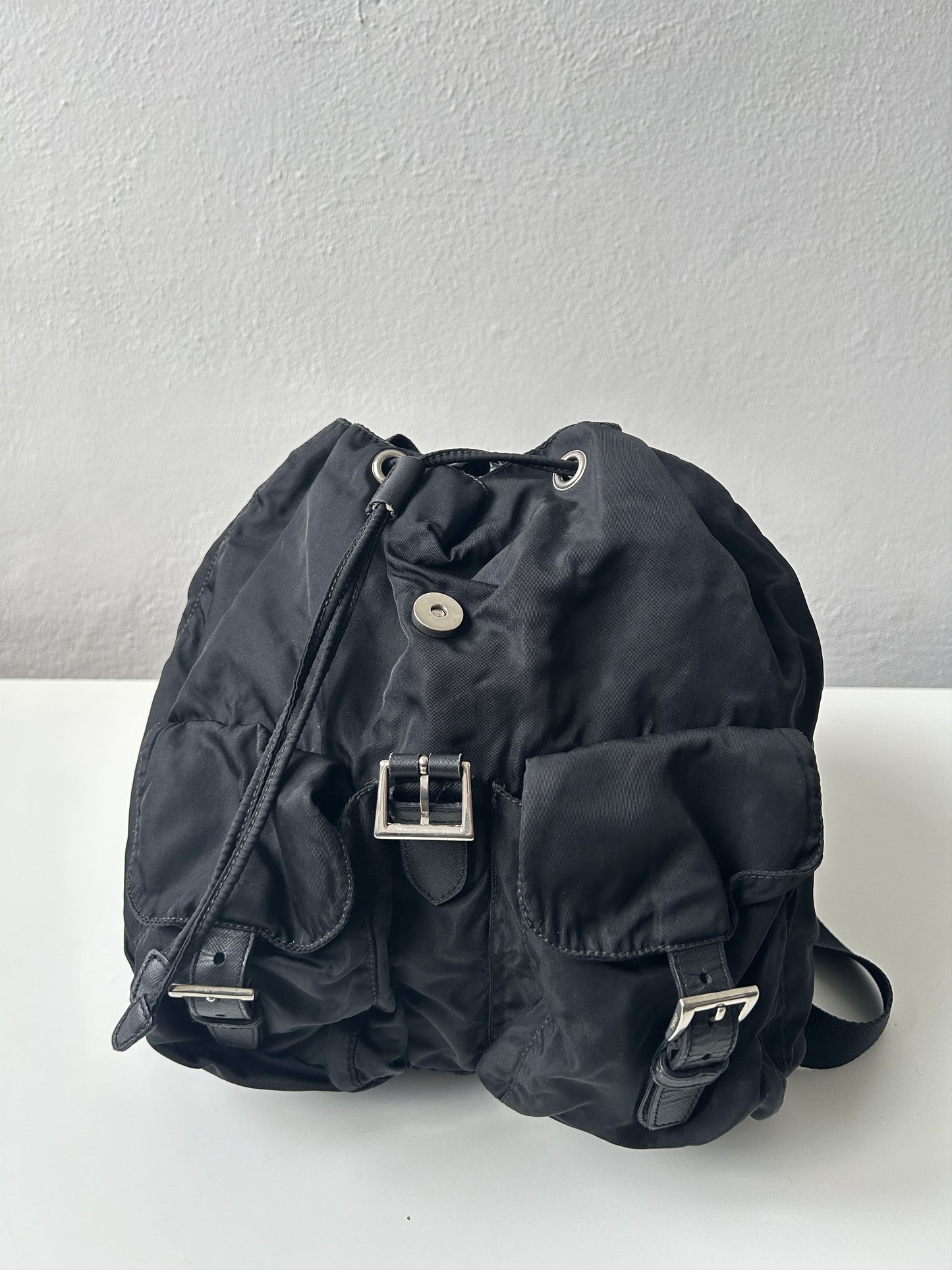 Vintage Prada nylon triangle logo cargo backpack