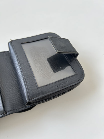 Prada nylon and saffiano leather triangle logo zip wallet