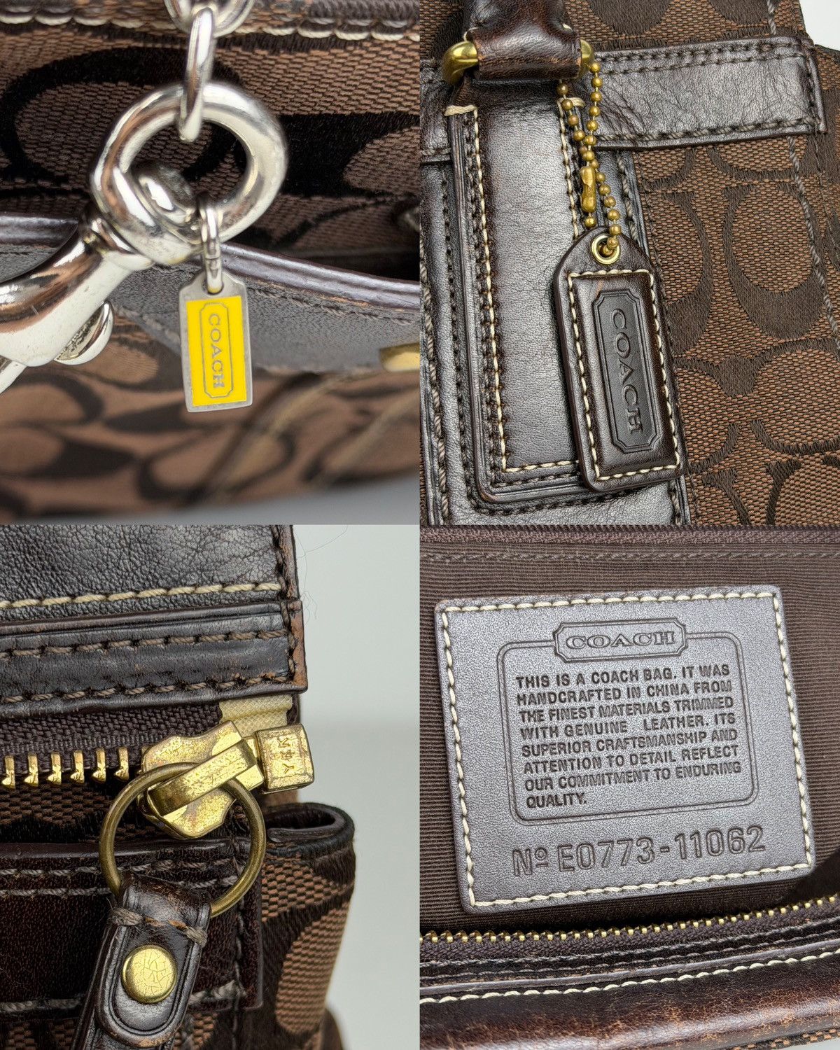 Coach hamptons carryall signature tote with flower charm