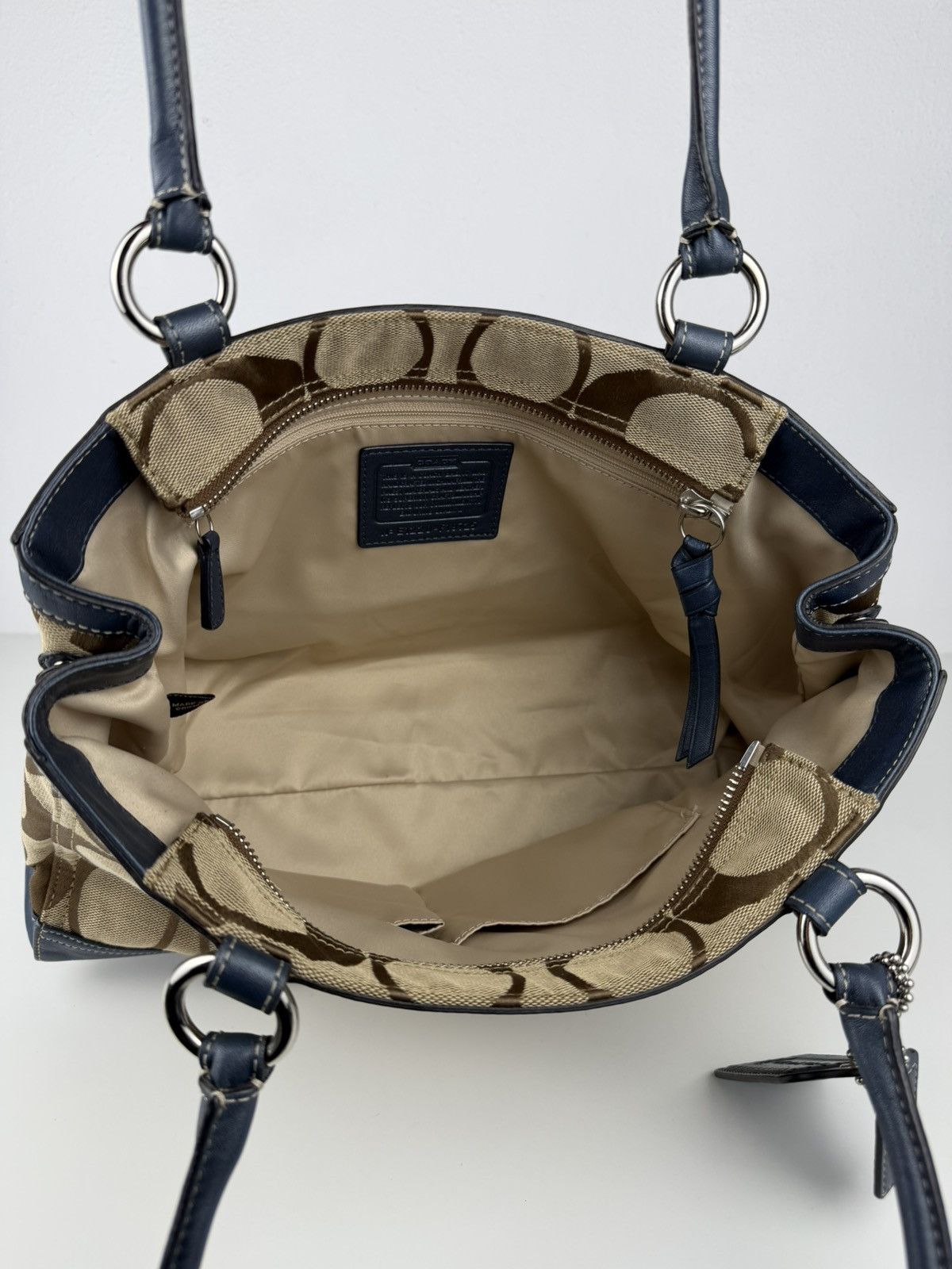 Coach park signature carryall canvas and leather tote