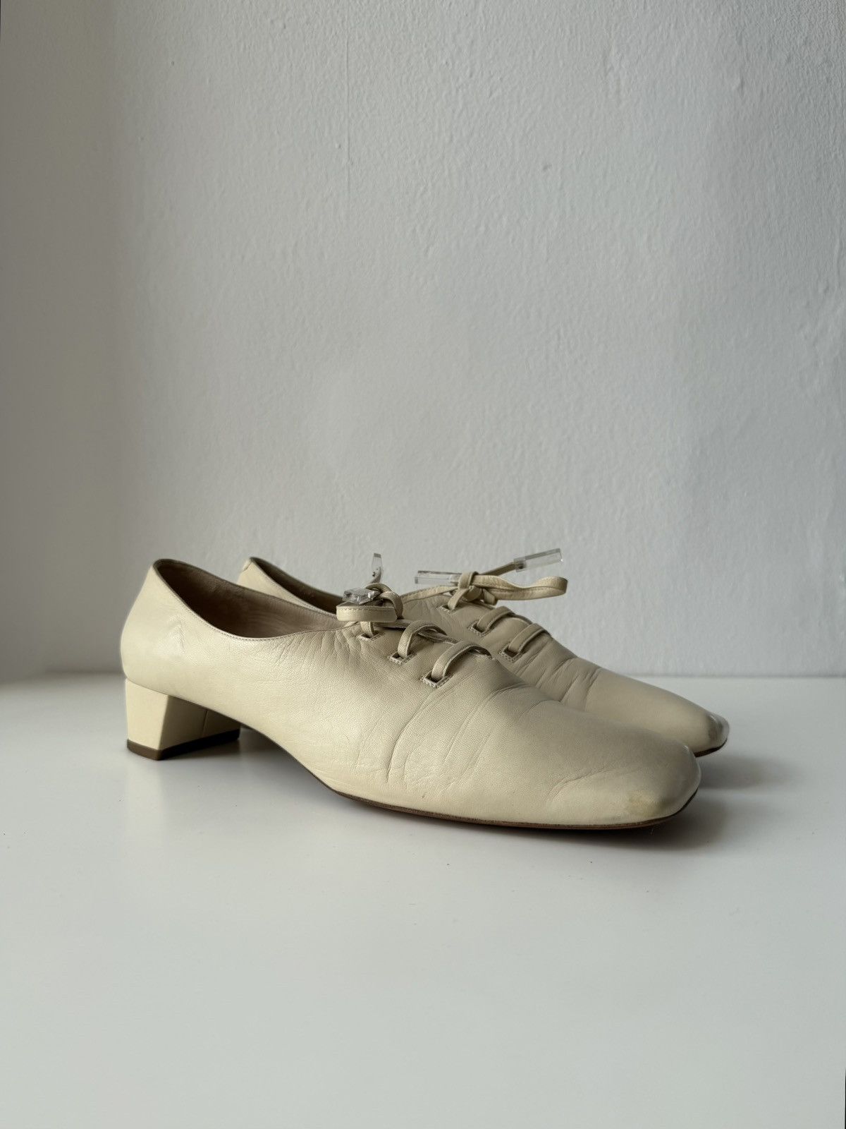 Vintage Louis Vuitton square toe block heel flats