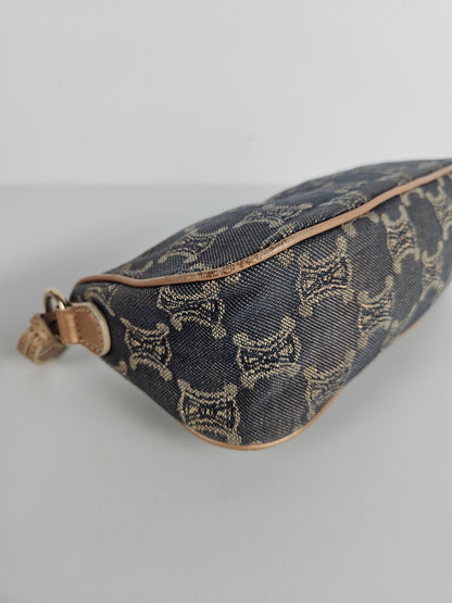 Vintage celine triomphe denim mini handbag pochette baguette