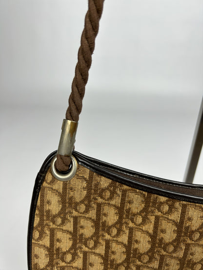 Vintage 80s Dior trotter oblique monogram rope shoulder bag
