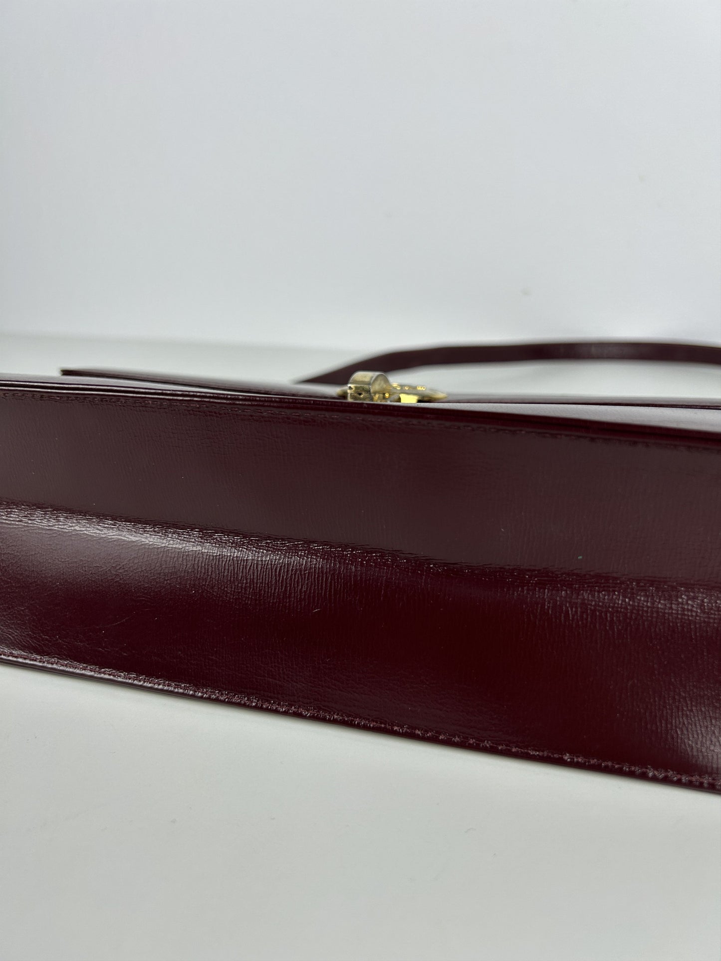 Vintage 80s Dior box calf leather burgundy handbag